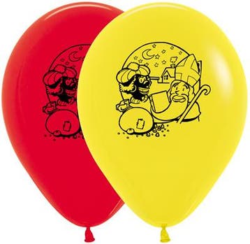 Ballonnen Sint en Piet Black Print Mix 30cm 25st, Verzenden