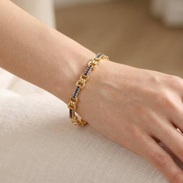 Zonder minimumprijs - Armband Zilver - 8.75ct. tw. Saffier -