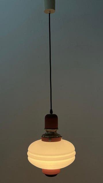 Massive - Hangende plafondlamp - Glas, Metaal, Messing,, Antiek en Kunst