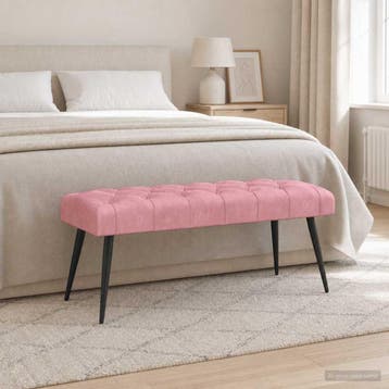 vidaXL Bank met knopen tufting Roze 110 x 40 x 46 cm Fluweel, Verzenden