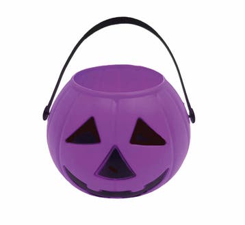 Paarse Halloween Snoep Emmer Pompoen 15cm, Verzenden, Nieuw