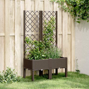 vidaXL Plantenbak met latwerk 80x40x142 cm polypropeen bruin, Tuin en Terras, Verzenden, Nieuw