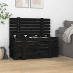 vidaXL Opbergbox 91x40,5x42 cm massief grenenhout zwart, Doe-het-zelf en Bouw, Kratten en Dozen, Verzenden, Nieuw