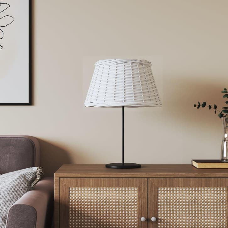 vidaXL Lampenkap Ø50x30 cm wicker wit, Huis en Inrichting, Lampen | Overige, Nieuw, Verzenden