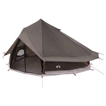 vidaXL Tipi Tent Bruin Grijs 700 x 700 x 395 cm Polyester en, Caravanes & Camping, Tentes, Verzenden