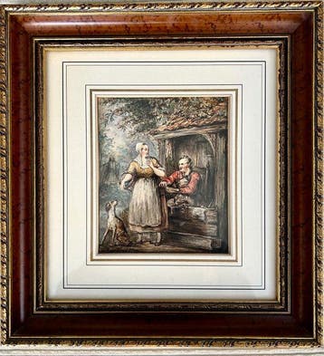 H.E. Reijntjens (1817-1900) - Dame en hond bij de