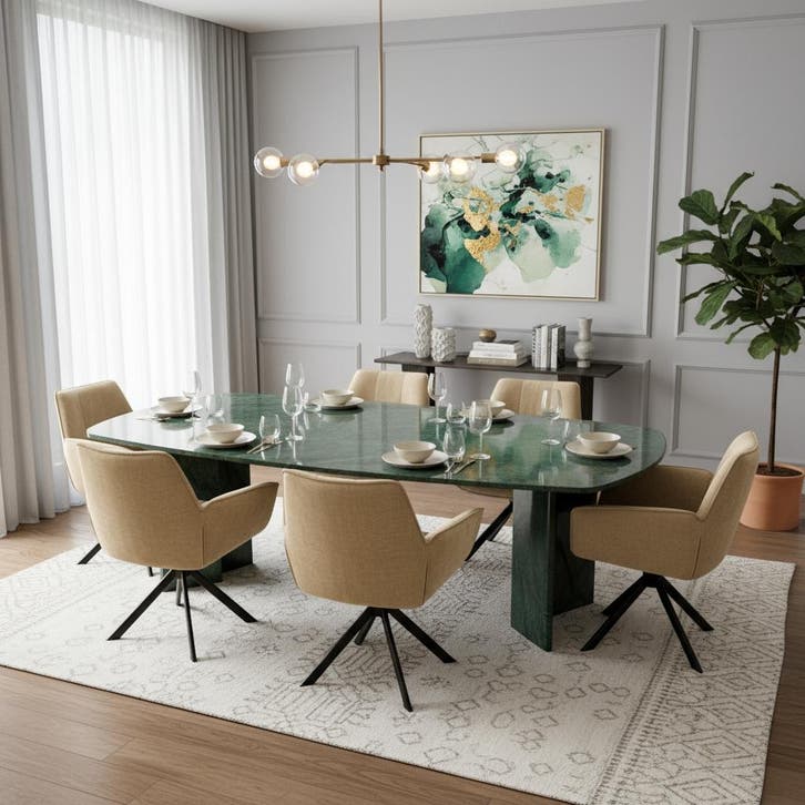 Green Marble Eetkamertafel  Marmer onderstel  240x120, Maison & Meubles, Tables | Tables à manger