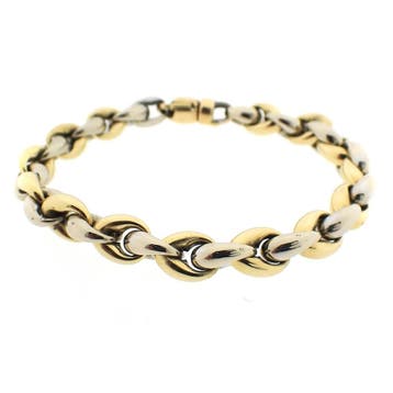Bicolor gouden ankerschakel armband (Schakelarmband), Ophalen of Verzenden