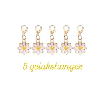 5 gelukshangers - madelief - liefde - goudlook - geluk -..., Handtassen en Accessoires, Bedels, Ophalen of Verzenden, Nieuw