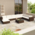 vidaXL 8-delige Loungeset met kussens poly rattan bruin, Verzenden, Nieuw, Loungeset