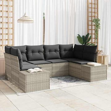 vidaXL Tuinbank Set 6 st 6-Aantal zitplaatsen Lichtgrijs, Tuin en Terras, Tuinsets en Loungesets, Verzenden, Nieuw