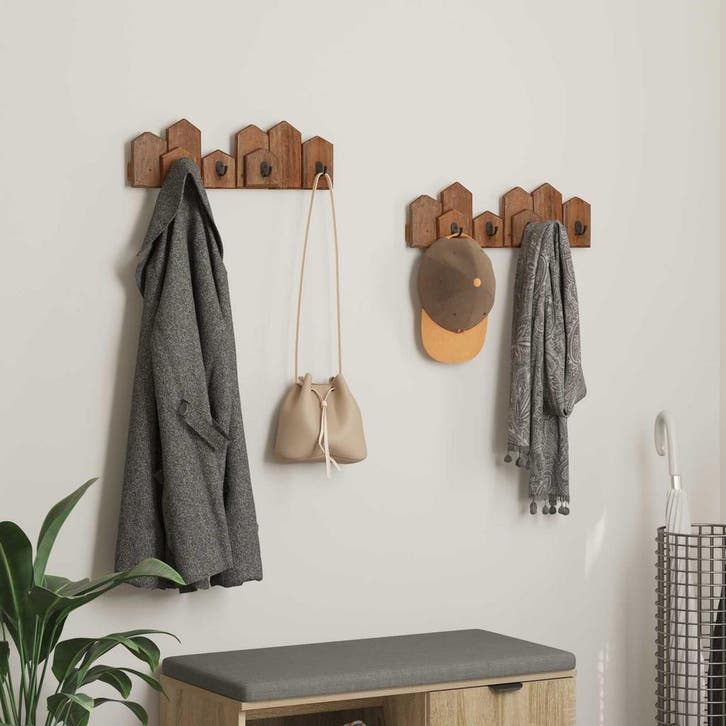 vidaXL Hanger Bruin 48 x 8 x 15 cm Massief Mahoniehout, Maison & Meubles, Armoires | Penderies & Garde-robes, Envoi