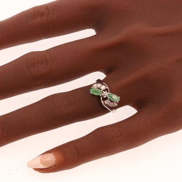 Ring - 18 karaat Witgoud - 0.36ct. tw. Smaragd - Diamant -, Nieuw