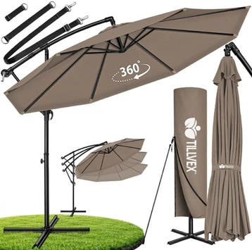 Zweefparasol - Tuinparasol - Parasol 350 cm - Met voet - Met, Tuin en Terras, Verzenden, Nieuw
