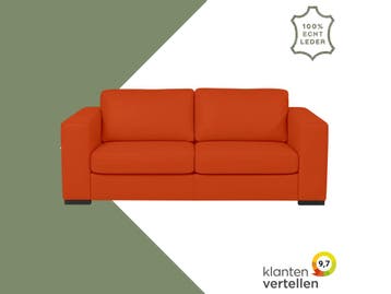 Leren bank Flow - 2,5 zits - Toledo Orange (oranje) - Poten, Ophalen of Verzenden