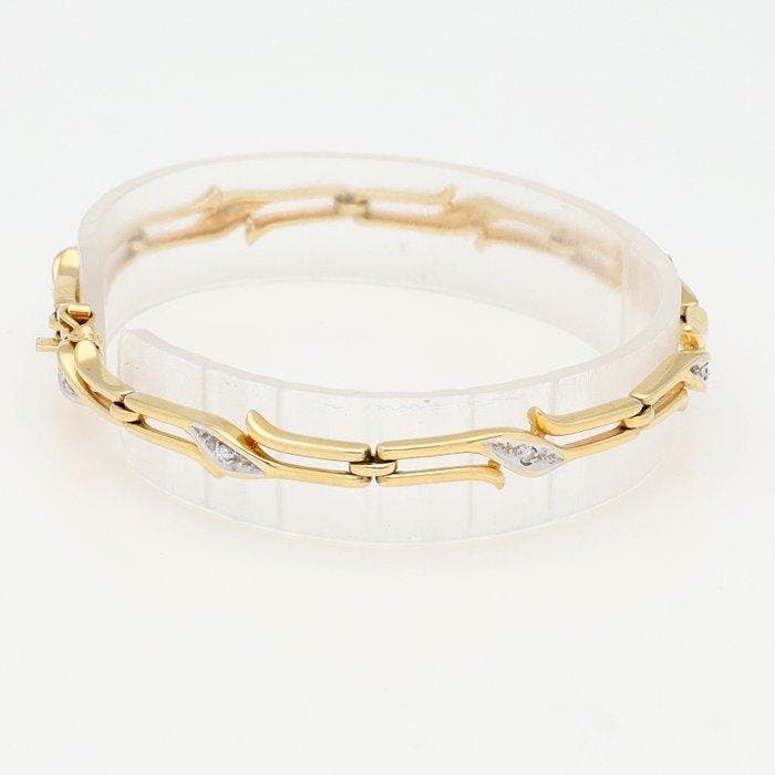 Armband - 14 karaat Geel goud, Witgoud Diamant (Natuurlijk), Handtassen en Accessoires, Armbanden