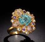 925 zilver - verguld - blauwe topaas - toermalijn - amethist