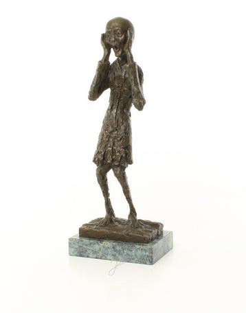 Beeld, “De Schreeuw” - 38 cm - Brons, Marmer, Antiek en Kunst