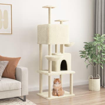 vidaXL Kattenmeubel met sisal krabpalen 180 cm crèmekleurig, Verzenden