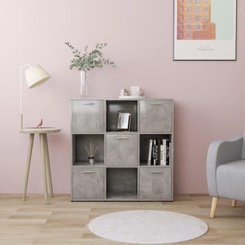 vidaXL Boekenkast 90x30x90 cm bewerkt hout betongrijs, Verzenden, Nieuw
