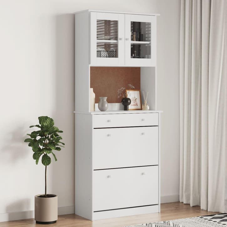 vidaXL Hoge kast ALTA 77x35x188 cm massief grenenhout wit, Huis en Inrichting, Kasten | Dressoirs, Nieuw, Verzenden