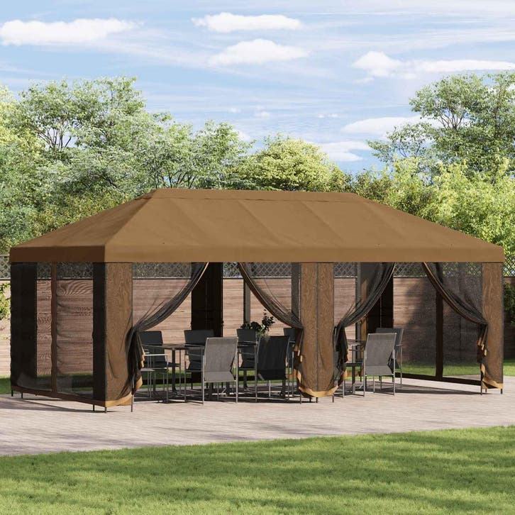 vidaXL Paviljoen met zijwanden 6 x 3 m Beige Polyester en, Jardin & Terrasse, Tonnelles, Envoi