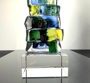 Maxence Parot - Vaas - Sculptuur met unieke emaille- en