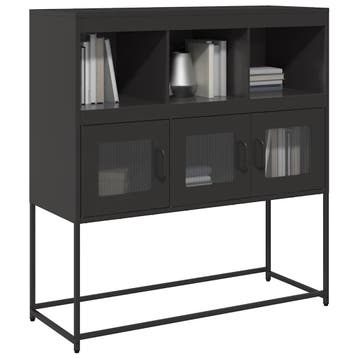vidaXL Dressoir 100,5x39x107 cm koudgewalst staal zwart, Verzenden