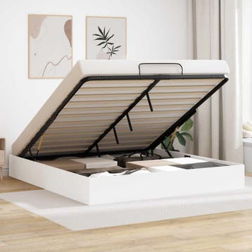 vidaXL Ottoman Bedframe Wit 160 x 200 cm Geconstrueerd hout, Verzenden, Nieuw