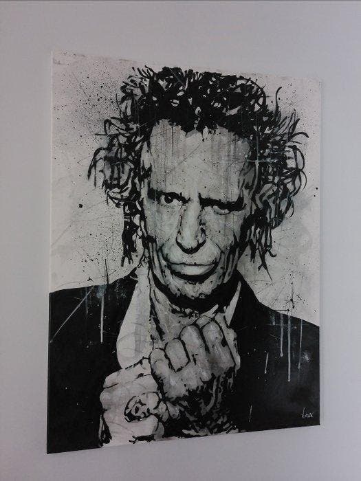 The Rolling Stones - Keith Richards - handpainted and signed, Cd's en Dvd's, Vinyl Singles