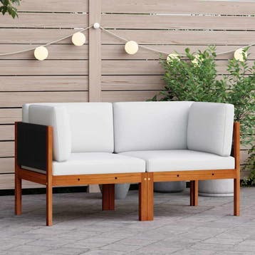 vidaXL Tuinhoekbanken 2 st met kussens acaciahout & touw, Verzenden, Nieuw