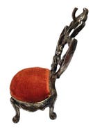 Chaise - Laiton et velours rouge - Chaise antique en laiton, Antiquités & Art