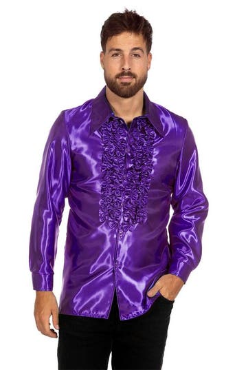 Disco Blouse Ruches Paars, Verzenden, Nieuw