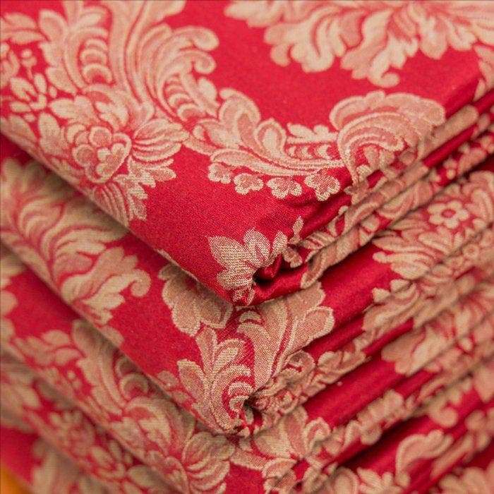 BA208 - Jacquardstof Damascato Rosso Reale –, Antiquités & Art, Tapis & Textile