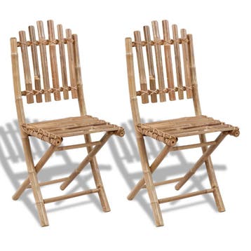 vidaXL Tuinstoelen 2 st inklapbaar bamboe, Verzenden, Nieuw