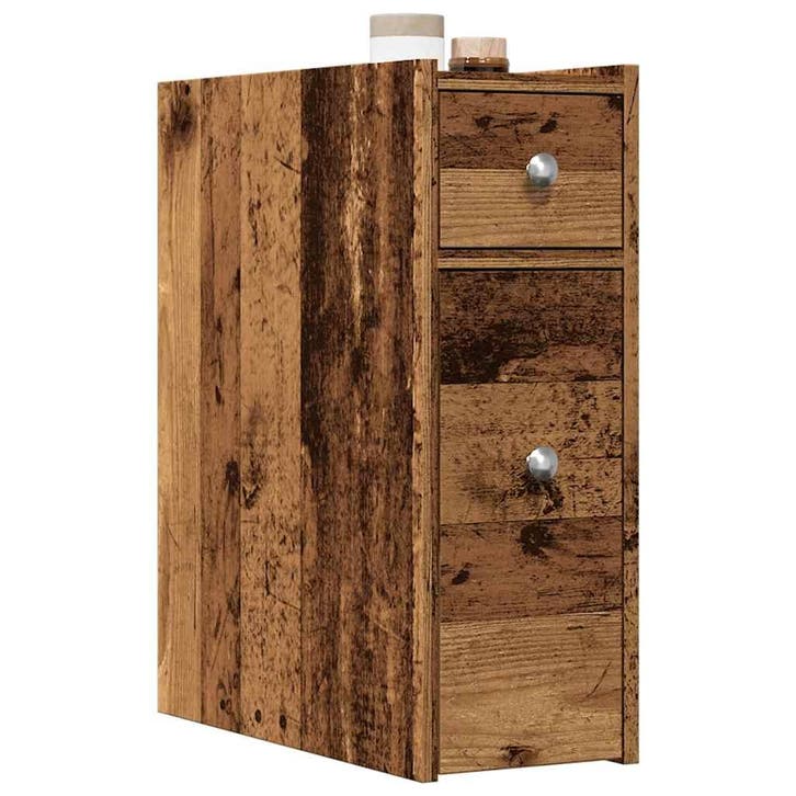 vidaXL Badkamerkast smal met wielen bewerkt hout oud, Huis en Inrichting, Kasten | Overige, Nieuw, Verzenden