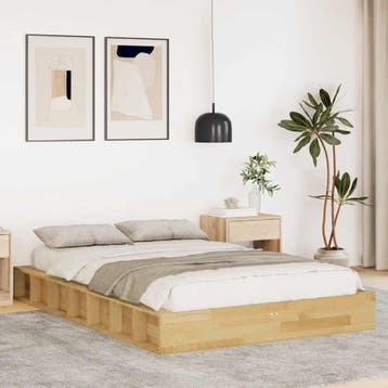 vidaXL Bedframe zonder matras 120x190 cm massief hout eiken, Verzenden, Nieuw