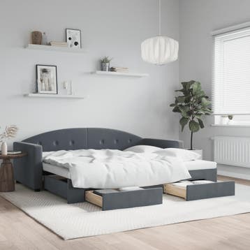 vidaXL Slaapbank onderschuifbed en lades 90x200 cm fluweel, Verzenden, Nieuw