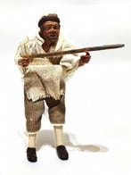 Beeld, Pastore napoletano - 18 cm - Aardewerk, Textiel