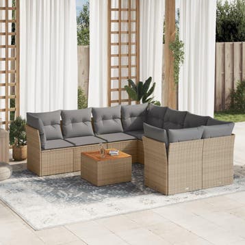 vidaXL Patio Sofa Set 8-zits Beige mix en grijs, Verzenden