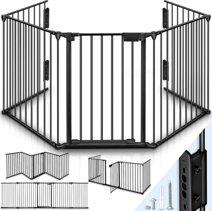 Veiligheidshek - Haardscherm - Hondenhek - 420 cm - Zwart -, Tuin en Terras, Tuinpoorten, Nieuw, Verzenden