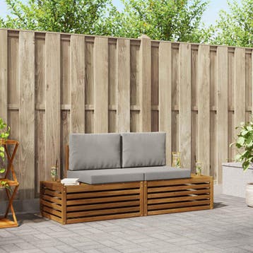 vidaXL 2 st Buiten bank set Massief Acacia Hout en Polyester, Verzenden