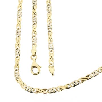 Bicolor gouden infinity schakelketting, Ophalen of Verzenden