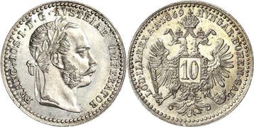 10 Kreuzer 1869, Kaiserreich Österreich Franz Joseph I 18.., Postzegels en Munten, Verzenden, België