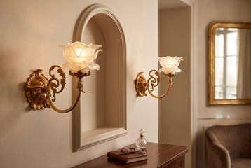 Wandlamp (2) - Florale tulpen - Brons, Kristal - Lodewijk XV