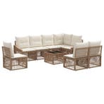 vidaXL Tuinbank Set 9 pcs Beige poly rattan, Verzenden, Nieuw