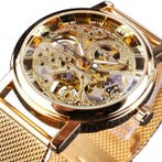 Gouden Kast Luxe Horloge voor Heren - Mesh Bandje, Verzenden