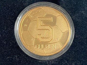 Nederland. 5 Gulden 2000 EK Voetbal (Proof) met groot en, Postzegels en Munten, Munten | Nederland