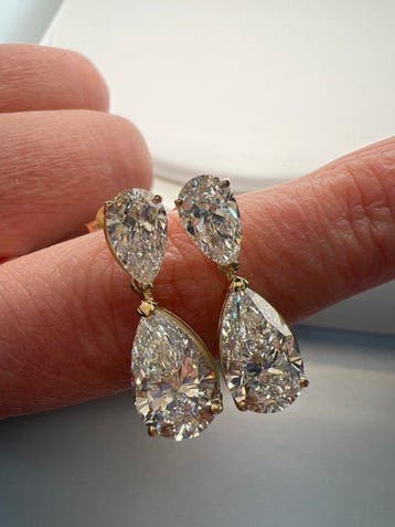 Oorbellen - 14 karaat Geel goud - 8.02ct. tw. Diamant, Nieuw