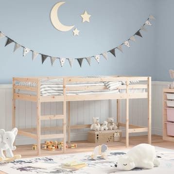 vidaXL Kinderhoogslaper met ladder 80x200 cm massief, Verzenden